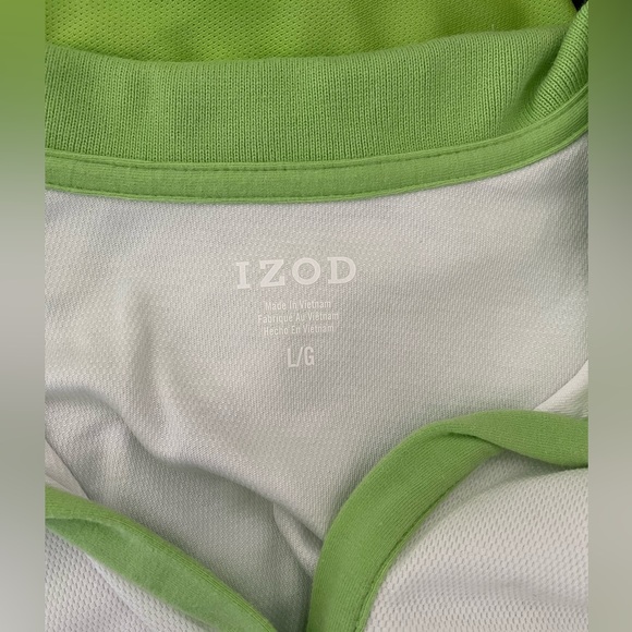 Izod sleeveless collared polo top size Large- green and white stripe - Picture 5 of 6